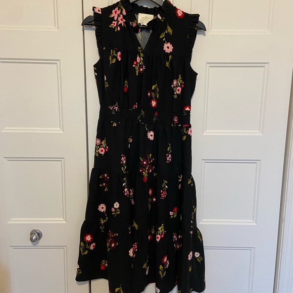 Kate Spade Ma Cherie In Bloom Floral Smocked Waist Tiered A Line Dress - Picture 3 of 10